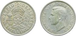 World Coins - Great Britain United Kingdom Kingdom 1949 2 Shillings - George VI (without 'IND:IMP') Copper-nickel Royal Mint (Tower Hill) (28614900) 11.24g VF  KM 878 Sp 4107