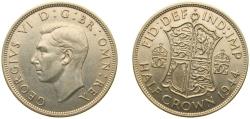 World Coins - Great Britain United Kingdom 1944 ½ Crown - George VI (1st type) Silver (.500) (15255100) 14.14g AU KM 856 Sp 4080