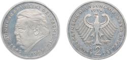 World Coins - Germany Federal Republic of Germany 1998 D 2 Deutsche Mark (Franz Josef Strauss) Copper-nickel clad nickel Munich Mint (70000) 7g UNC KM 175 J 450 Schön 174
