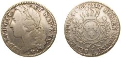 World Coins - France Kingdom 1765 L ½ Écu - Louis XV Silver (.917) Bayonne Mint 14.42g VF Dy royales 1681 Ciani 2125