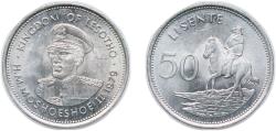World Coins - Lesotho Kingdom 1979 50 Lisente - Moshoeshoe II Copper-nickel (480000) 5.5g UNC KM 21