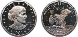 Us Coins - United States Federal republic 1981 S 1 Dollar "Susan B. Anthony Dollar" Copper-nickel clad copper (4063083) 8.1g PF KM 207 Schön 208