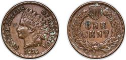 Us Coins - United States Federal republic 1876 1 Cent "Indian Head Cent" Bronze (.950 copper, .050 tin and zinc) San Francisco Mint (7944000) 3.03g XF KM 90a Schön 117a