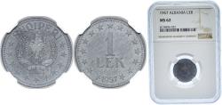 World Coins - Albania Socialist Republic 1957 1 Lek Zinc Belgrade, Serbia 3.2g NGC MS 62 KM 36