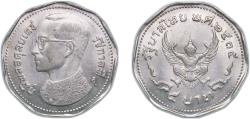 World Coins - Thailand 2515 (1972) 5 Baht - Rama IX Copper-nickel 9.02g UNC Y 98