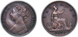 World Coins - Great Britain United Kingdom 1894 1 Farthing - Victoria (2nd portrait; 2nd type) Bronze (2396700) 2.75g XF KM 753 Sp 3958/9
