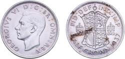 World Coins - Great Britain United Kingdom Kingdom 1937 ½ Crown - George VI (1st type) Silver (.500) Royal Mint (Tower Hill) (9106400) 14.12g AU  KM 856 Sp 4080