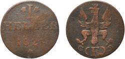 World Coins - Germany Free imperial city of Frankfurt German states 1821 F 1 Heller Copper Frankfurt am Main Mint 0.94g VF  AKS 30 Jaeg 6 FHI 10 KM 301
