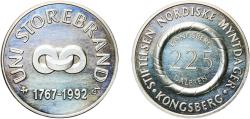 World Coins - Norway Kingdom 1992 Medal - Norges myntdager Kongsberg Silver 15.58g UNC