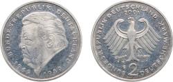 World Coins - Germany Federal Republic of Germany 2001 G 2 Deutsche Mark (Franz Josef Strauss) Copper-nickel clad nickel Staatliche Münze Baden-Württemberg Mint (130000) 7g UNC KM 175 J 450 Sch
