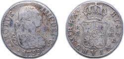 World Coins - Spain Kingdom 1799 M MF 2 Reales - Carlos IV Silver (.806) Madrid Mint 6g VF KM 430