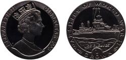 World Coins - United Kingdom Gibraltar 1993 PM 1 Crown - Elizabeth II (U.S.S. Gleaves) Copper-nickel Pobjoy Mint 28.49g BU  KM 122
