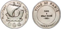 World Coins - France Fifth Republic ND Medal - Fluctuat Nec Mergitur Silver plated bronze 71.81g AU