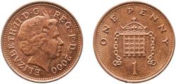 World Coins - Great Britain 2000 1 Penny - Elizabeth II (4th portrait; magnetic) Copper plated steel Royal Mint (1060420000) 3.48g UNC  KM 986 Sp B5