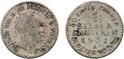 World Coins - Germany Kingdom of Prussia 1831 A 1 Silber Groschen - Friedrich Wilhelm III Billon (.222 silver) Berlin Mint 1.99g VF  AKS 27 Olding FR 186, 200 KM 410 Neum 73 Schr 447-81