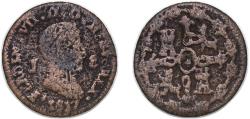 World Coins - Spain Kingdom 1817 J 8 Maravedis - Ferdinand VII (Jubia; 2nd portrait) Copper Jubia Mint 9.6g F KM 491