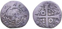 World Coins - Spain Principality of Catalonia 1291 - 1327 Dinero - Jaime II Billon (.250 silver) La Seca Mint 0.87g VF  Cru 342