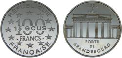 World Coins - France Fifth Republic 1993 100 Francs Brandenburg Gate