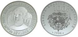 World Coins - France Fifth Republic 1996 BE 100 Francs Madame de Sevigné