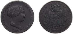 World Coins - Spain Kingdom 1863 25 Centimos de Real - Isabel II Copper Segovia Mint 9.05g XF KM 615.2
