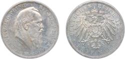 World Coins - Germany Kingdom of Bavaria German states 1911 D 5 Mark - Otto Prince Regent Luitpold Silver (.900) (130000) 27.77g AU KM 999 J 50 AKS 205 Schön DM 19 Dav GT III 619