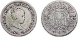 World Coins - Spain Kingdom 1848 M CL 2 Reales - Isabel II (1st portrait,2nd type) Silver (.812) Madrid Mint 3g VF KM526.1