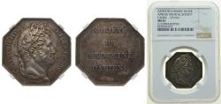 World Coins - France Kingdom ND Jeton - Amiens Medical Society Caqué Silver NGC MS 61