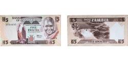 World Coins - Zambia Republic ND (1986-1987) 5 Kwacha Paper UNC  P 25