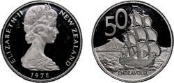 World Coins - New Zealand 1978 50 Cents - Elizabeth II (Endeavour) Copper-nickel Royal Mint (15000) 13.6g PF KM 37.1