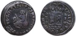 World Coins - Spain Kingdom 1718 1 Maravedi - Felipe V Copper Barcelona Mint 1.75g VF KM 301.1