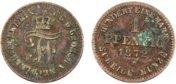 World Coins - Germany State Grand duchy of Mecklenburg-Schwerin Friedrich Franz II 1872 B 1 Pfennig