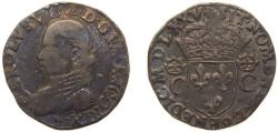 World Coins - France Kingdom 1575 9 Teston - Charles IX (2nd type) Silver (.899) Rennes Mint (404495) 9.5g VF Dy royales 1100