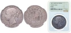 World Coins - Great Britain Kingdom 1847 1 Crown - Victoria (1st portrait) Silver (.925) (140900) 28.28g NGC VF 20 KM 741 Sp 3882