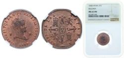 World Coins - Spain Kingdom 1840 2 Maravedis - Isabel II Copper Real ingenio de Segovia Mint 2.5g NGC MS 62 KM 532.4 Cal 551 Aureo 51