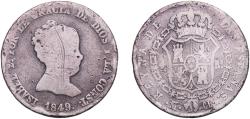 World Coins - Spain Kingdom 1849 MCL 4  SPAIN 1849 Silver (.812) Royal Mint of Spain 4.88g VF Damage  KM 519 Cal 262