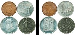 World Coins - France 1960 - 2002 Italy Coinage (4 coins) XF