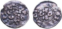 World Coins - Germany Holy Roman Empire 983 - 1002 Denier - Otto III (CIVITAS GLOR) Rare Silver Pavia Mint 1.16g VF Damage  MIR LOM 831.1 MEC XII 11-12 CNI IV 481.2