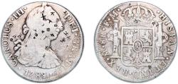 World Coins - Mexico Spanish colony 1788 FM 8 Reales - Charles III Silver (.903) Mexico City Mint 26.52g VF Chopmarked KM 106