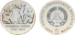 World Coins - Germany German Democratic Republic Democratic republic 1982 5 Mark (Friedrich Froebel) Nickel brass Berlin Mint (54500) 12.3g UNC KM 84