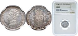 World Coins - Spain Kingdom 1904 PCV 50 Centimos - Alfonso XIII (4th portrait) Silver (.835) Royal Mint of Spain (1303000) 2.5g NGC MS 64 KM 723 Cal 61