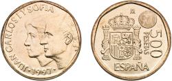 World Coins - Spain Kingdom 1997 M 500 Pesetas - Juan Carlos I Aluminium bronze (88.4% copper, 5% nickel, 5% aluminium, 1% iron, 0.6% manganese) Royal Mint of Spain (4881000) 12g UNC  KM 924 Sc