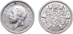 World Coins - Great Britain 1936 6 Pence - George V (4th coinage) Silver (.500) Royal Mint (Tower Hill) (24380100) 2.8g AU KM 832 Sp 4040-1