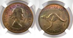 World Coins - 1961 Australia Proof - Large Penny - NGC PF65 RB STAR