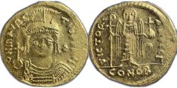 Ancient Coins - Byzantine Empire - Maurice Tiberius, AD 582-602 - AV Solidus - Light weight issue of 23 siliquae