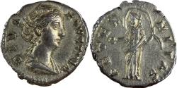 Ancient Coins - Roman Empire - Diva Faustina Sr, after 140AD - AR Denarius