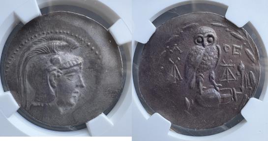 Ancient Coins - Attica, Athens - c.165-42 BC - AR Tetradrachm - NGC Choice VF