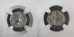 Ancient Coins - Roman Empire - Augustus, 27 BC-AD 14 - AR Denarius - NGC Choice XF
