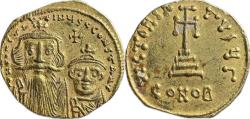 Ancient Coins - Byzantine Empire - Constans II, with Constantine IV, AD 641-668 - AV Solidus