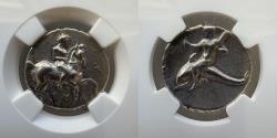 Ancient Coins - Calabria, Tarentum - c.280 BC - AR Didrachm - NGC Choice XF