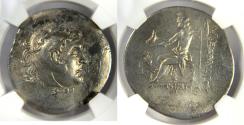 Ancient Coins - Lesbos, Methymna - c.188-180 BC - AR Tetradrachm - NGC VF - Poet Arion - Rare